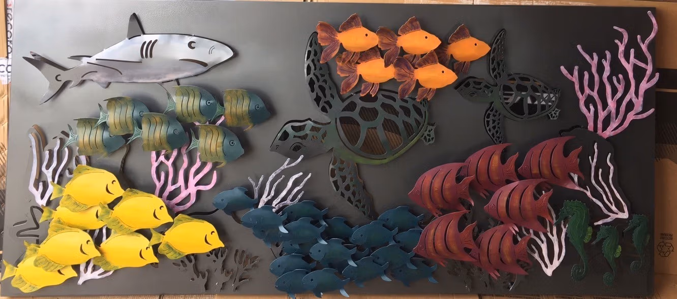 Mixed Swimming Fish Panel Wall Art: A Vibrant And Colourful Artwork Featuring Mixed Swimming Fish
