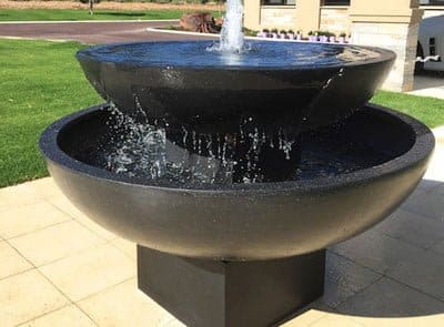 Low Bowl Double Water Feature: Two shallow bowls stacked on top of each other