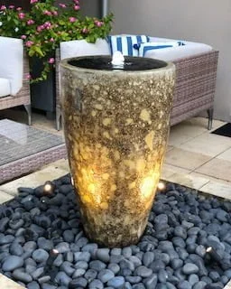 Tall round urn water features that can be converted