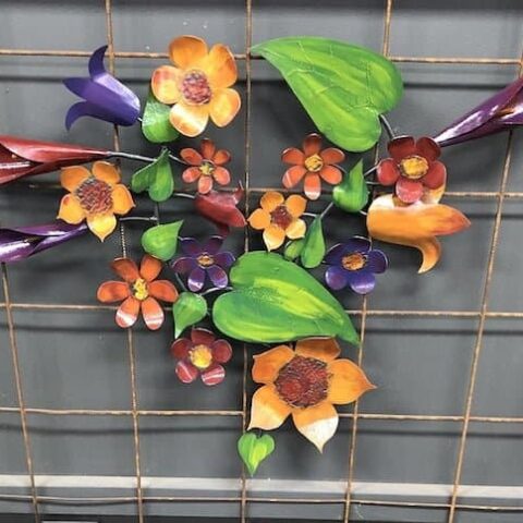 Mixed flower branch wall art: A colourful arrangement of flowers on a branch
