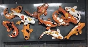 Koi Fishes Swimming Gracefully In A Panel Wall Art