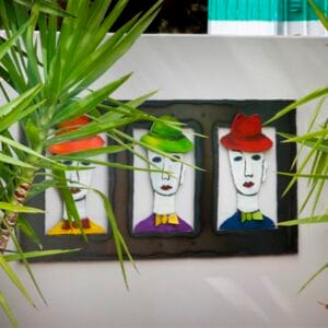 Three-Panel Wall Art Featuring Faces In Vibrant Colours