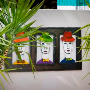 Three-Panel Wall Art Featuring Faces In Vibrant Colours