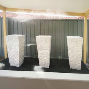 3 Tapered URN Water Features standing side by side