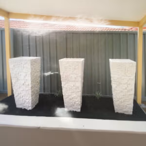 3 Tapered Urn Water Features Standing Side By Side