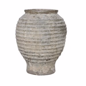 Ribbed Urn High Fired Clay Vase Can Be Turned Into A Water Feature